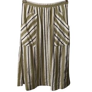 Anthropologie Akemi + Kin Luria Striped Midi Skirt w/Pockets Retro Size XS